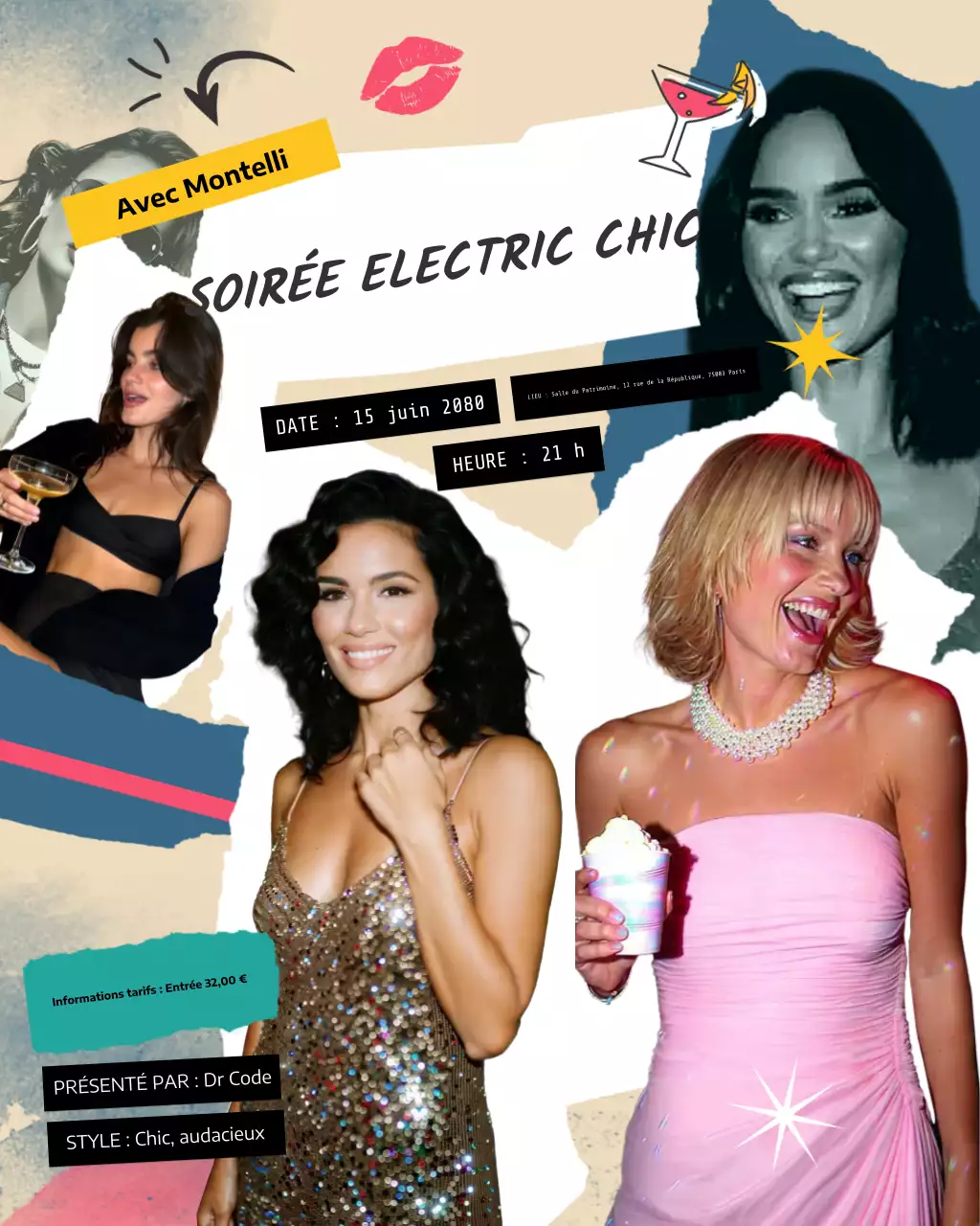 Publication Instagram d'invitation à une fête rétro colorée