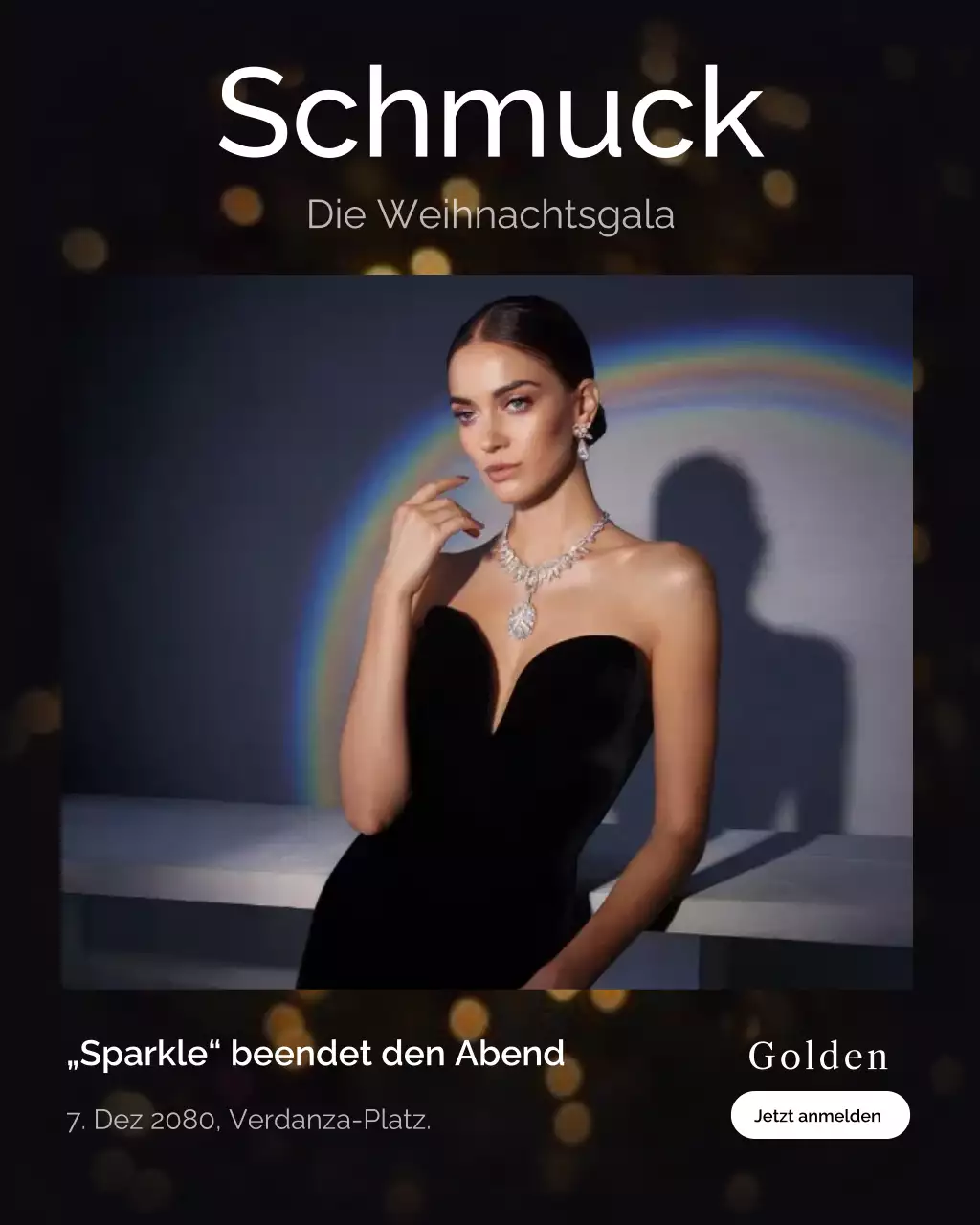 Schwarzer eleganter Schmuck – Einladung zum Instagram-Post
