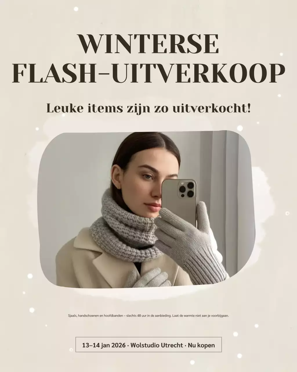 Beige moderne winteruitverkoop promotie Instagram-bericht
