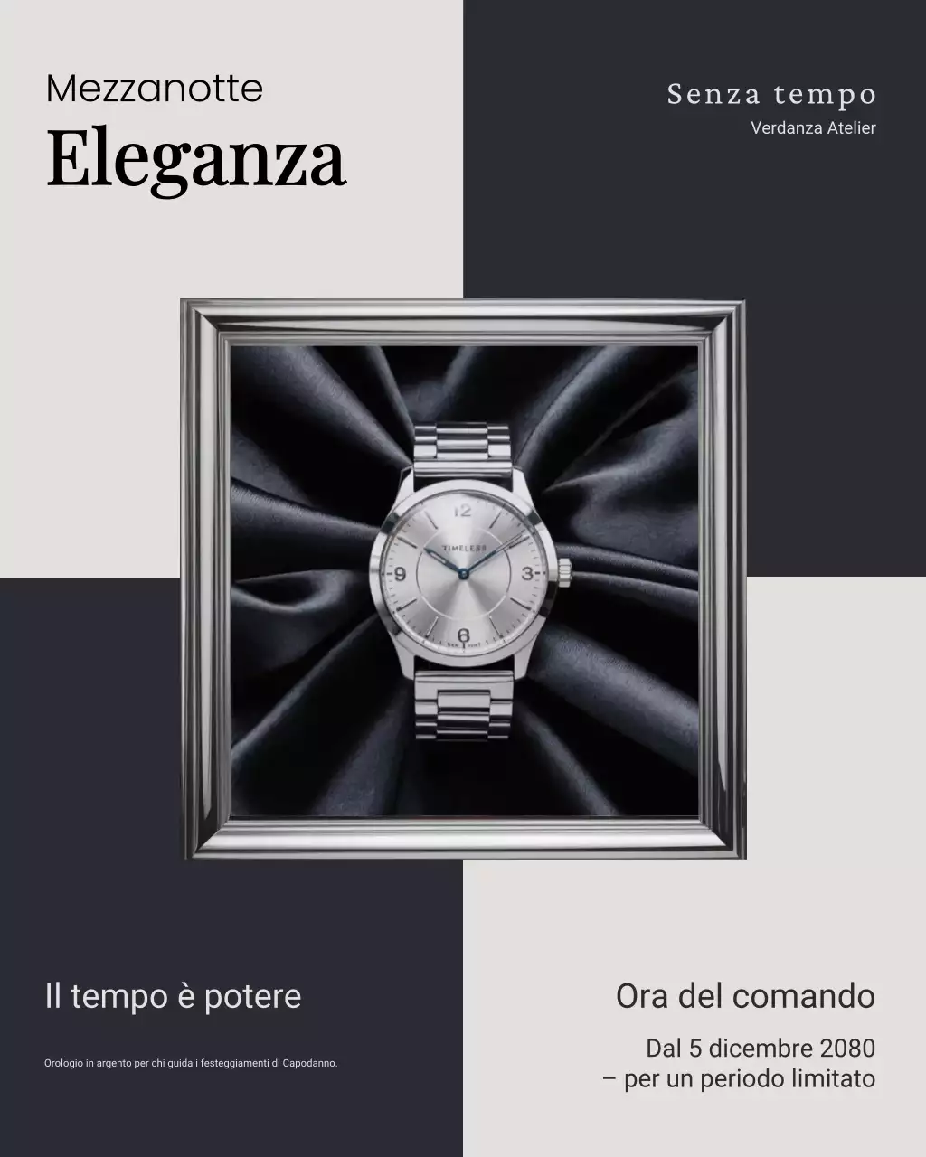 Post Instagram pubblicitario dell'orologio moderno in argento