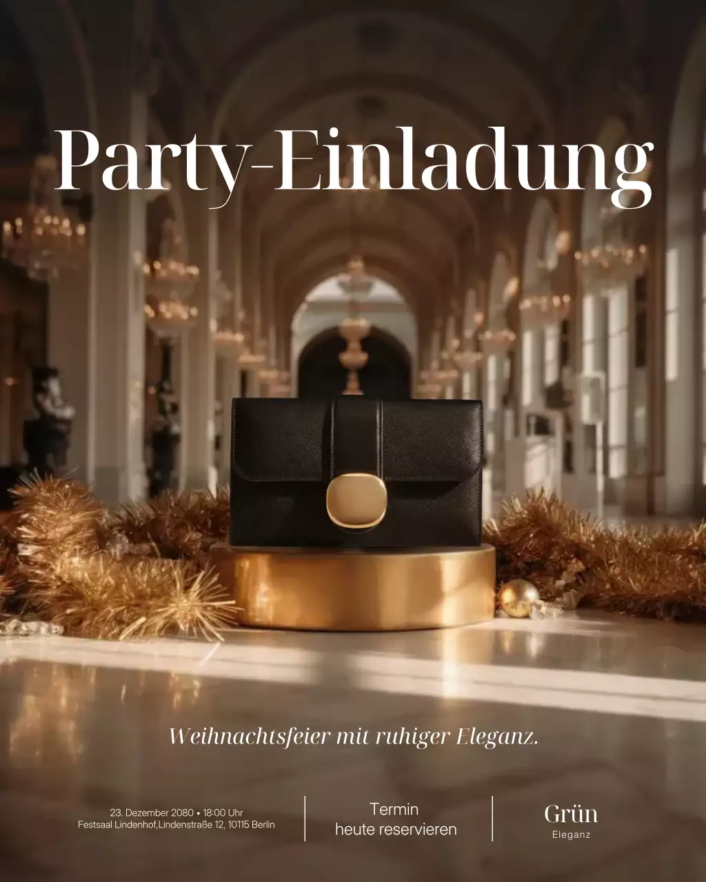 Schwarzer eleganter Instagram-Beitrag zur Feiertagseinladung