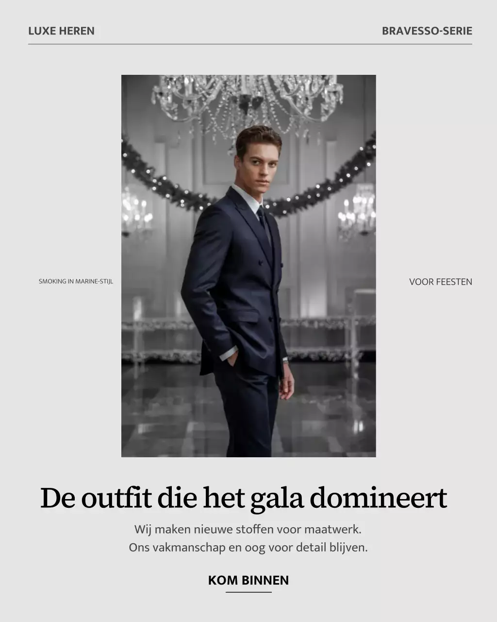 Marineblauwe elegante mode-advertentie op Instagram