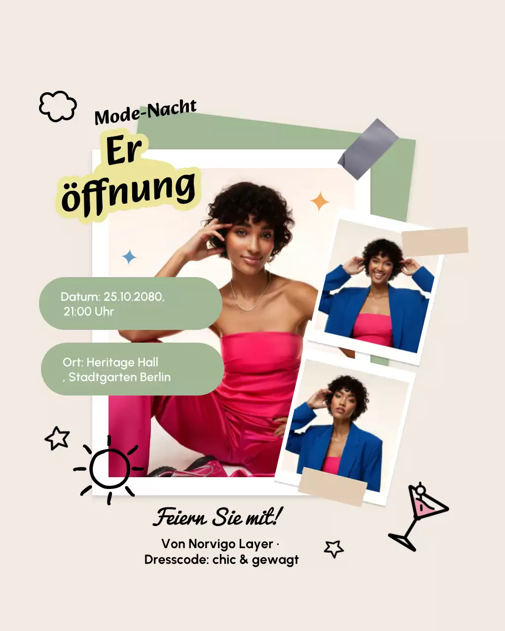 Beige Trendy Fashion Einladung Instagram Post