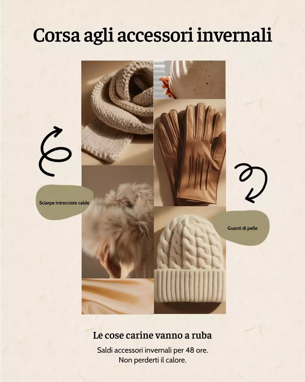 Post Instagram sulla promozione invernale moderna beige