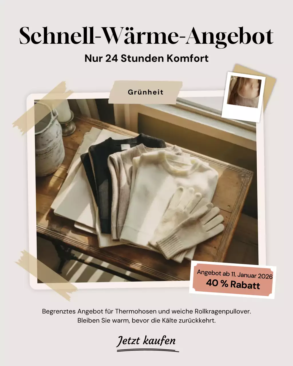 Beige Moderner Instagram-Beitrag zur Winterschlussverkaufsaktion