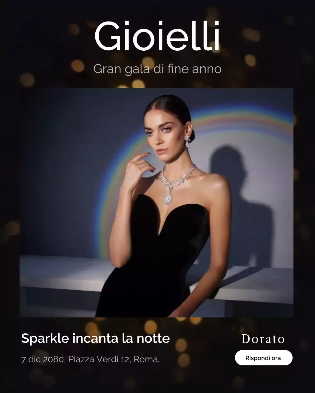 Post Instagram con invito a gioielli eleganti neri