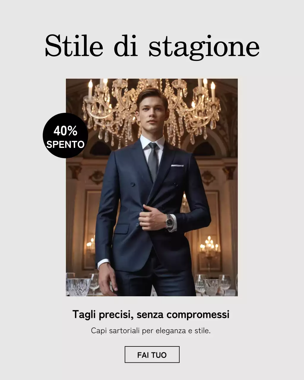 Post Instagram sulla promozione della moda elegante in blu navy