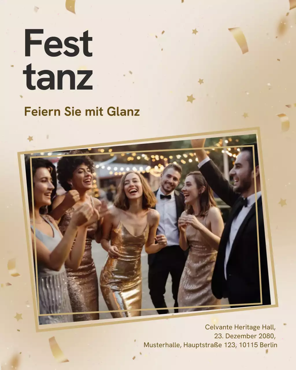 Goldene elegante Tanzeinladung auf Instagram