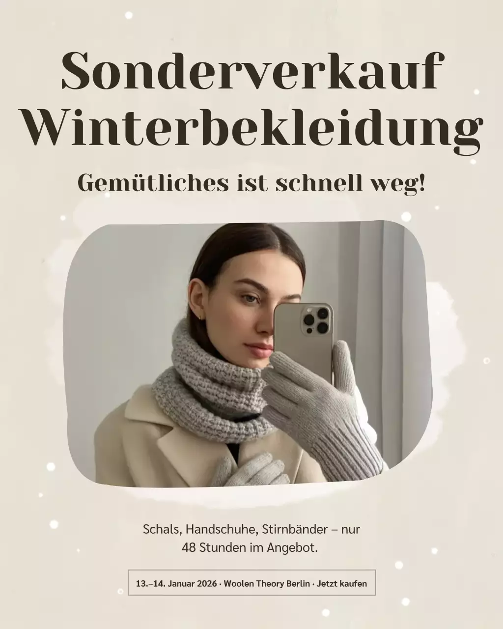 Beige Moderner Instagram-Beitrag zur Winterschlussverkaufsaktion