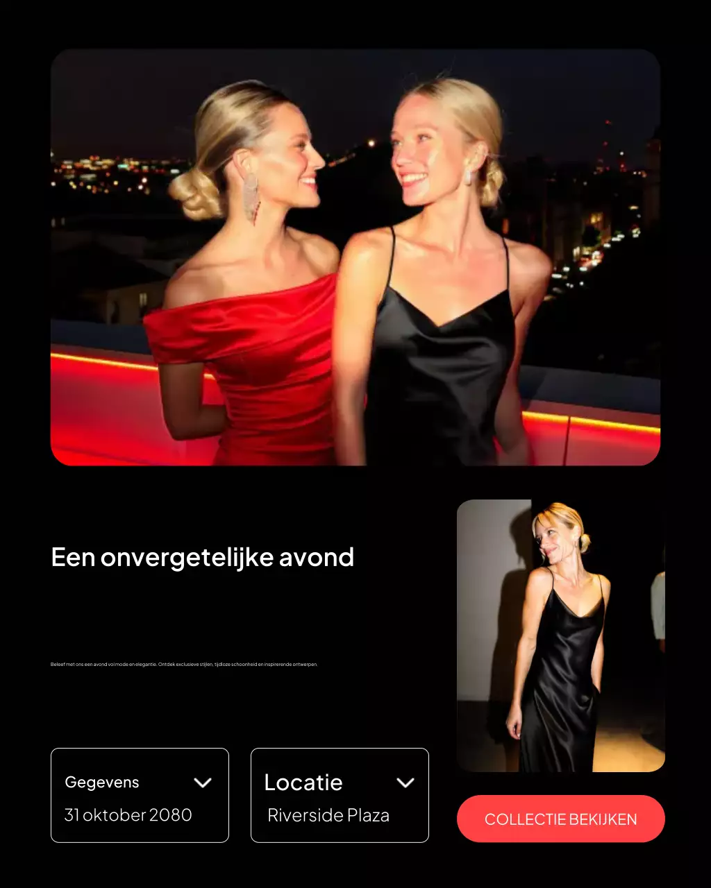 Zwarte elegante mode-uitnodiging Instagram-bericht