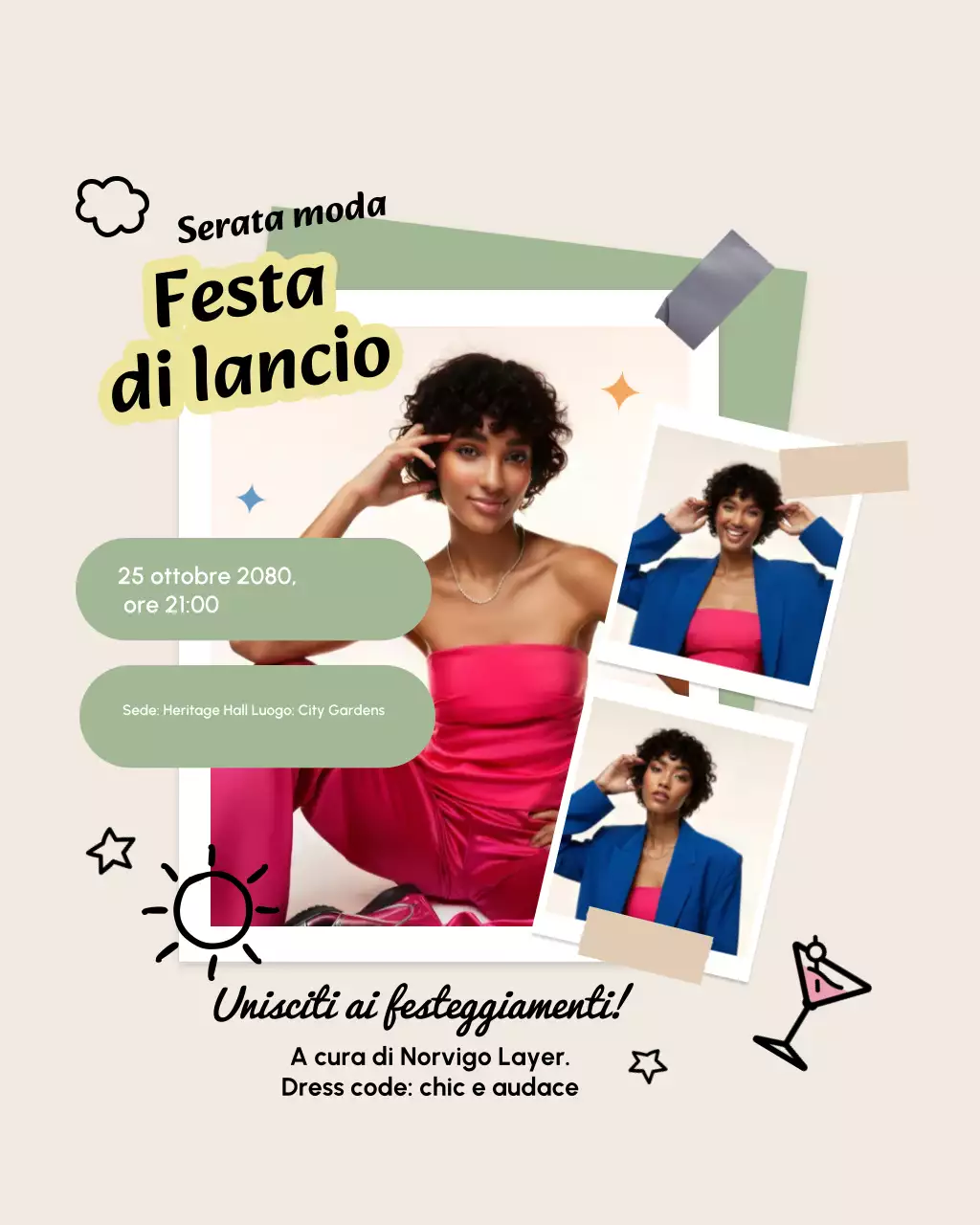 Post Instagram con invito alla moda alla moda beige