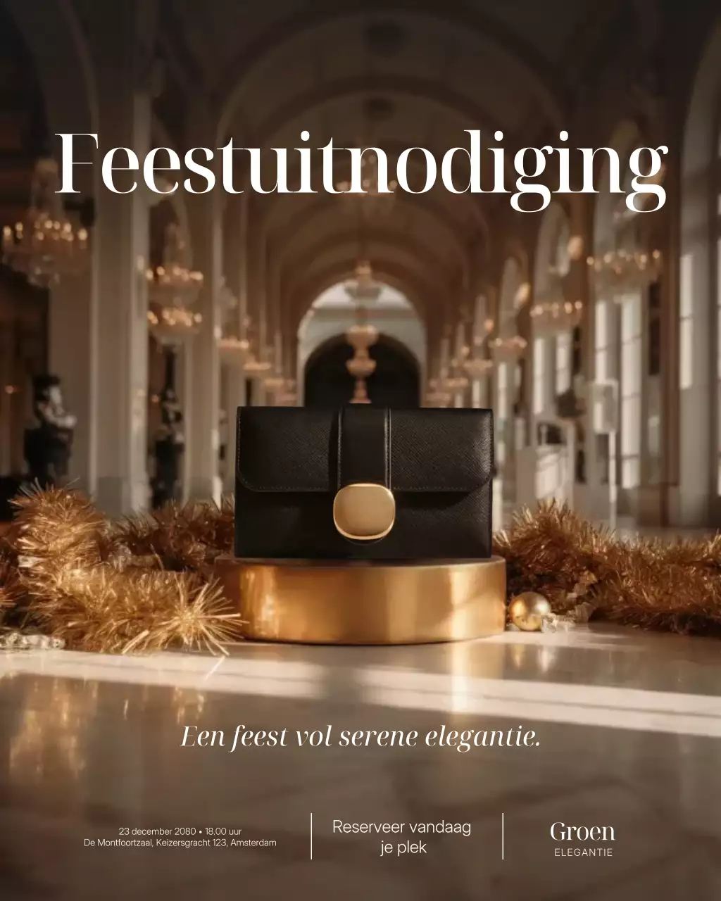 Zwarte elegante vakantie-uitnodiging Instagram-bericht