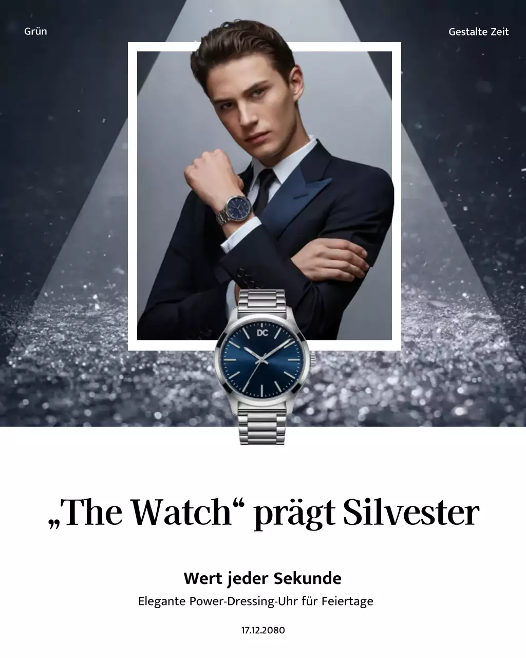 Instagram-Post mit Werbung für elegante Marineuhr