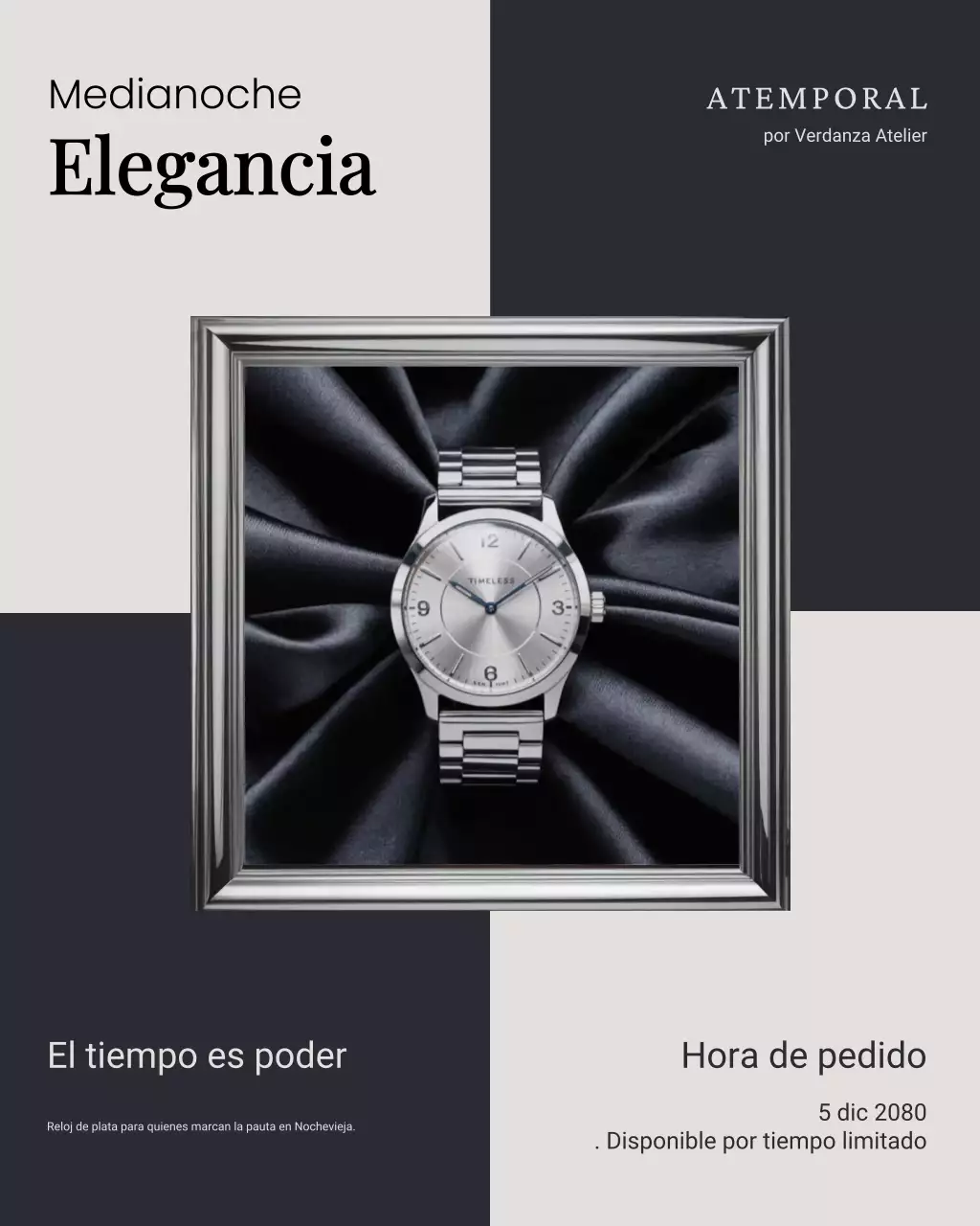 Publicación de Instagram sobre un reloj moderno plateado