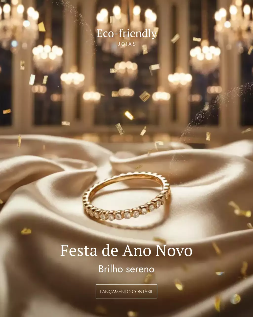 Postagem no Instagram sobre evento de joias elegantes em ouro
