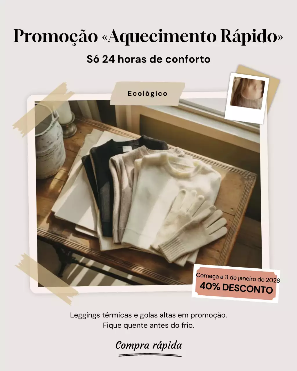 Postagem de promoção de inverno moderna bege no Instagram