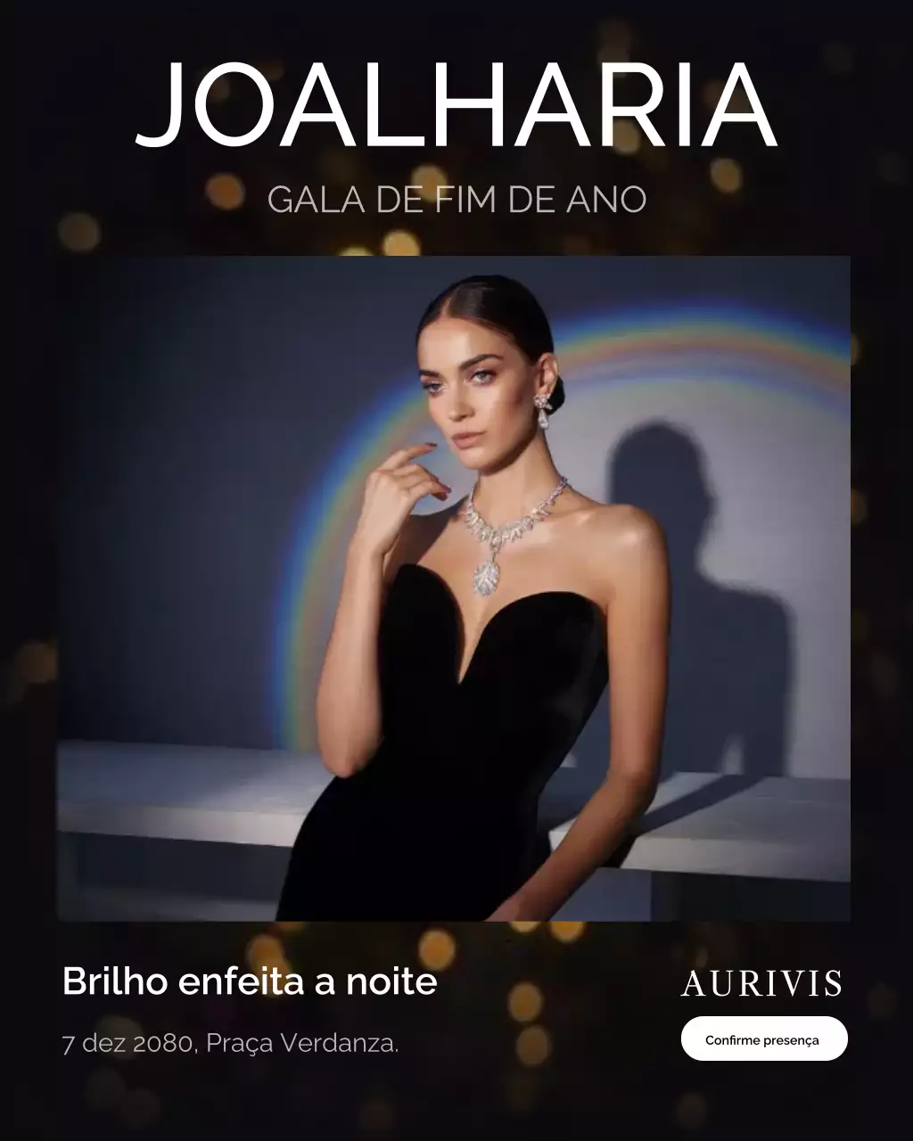 Convite para publicação no Instagram com joias pretas elegantes