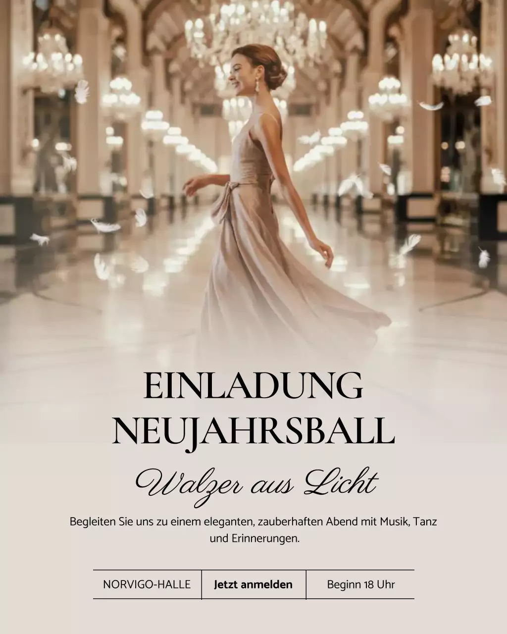 Beige Elegant Ball Einladung Instagram Post