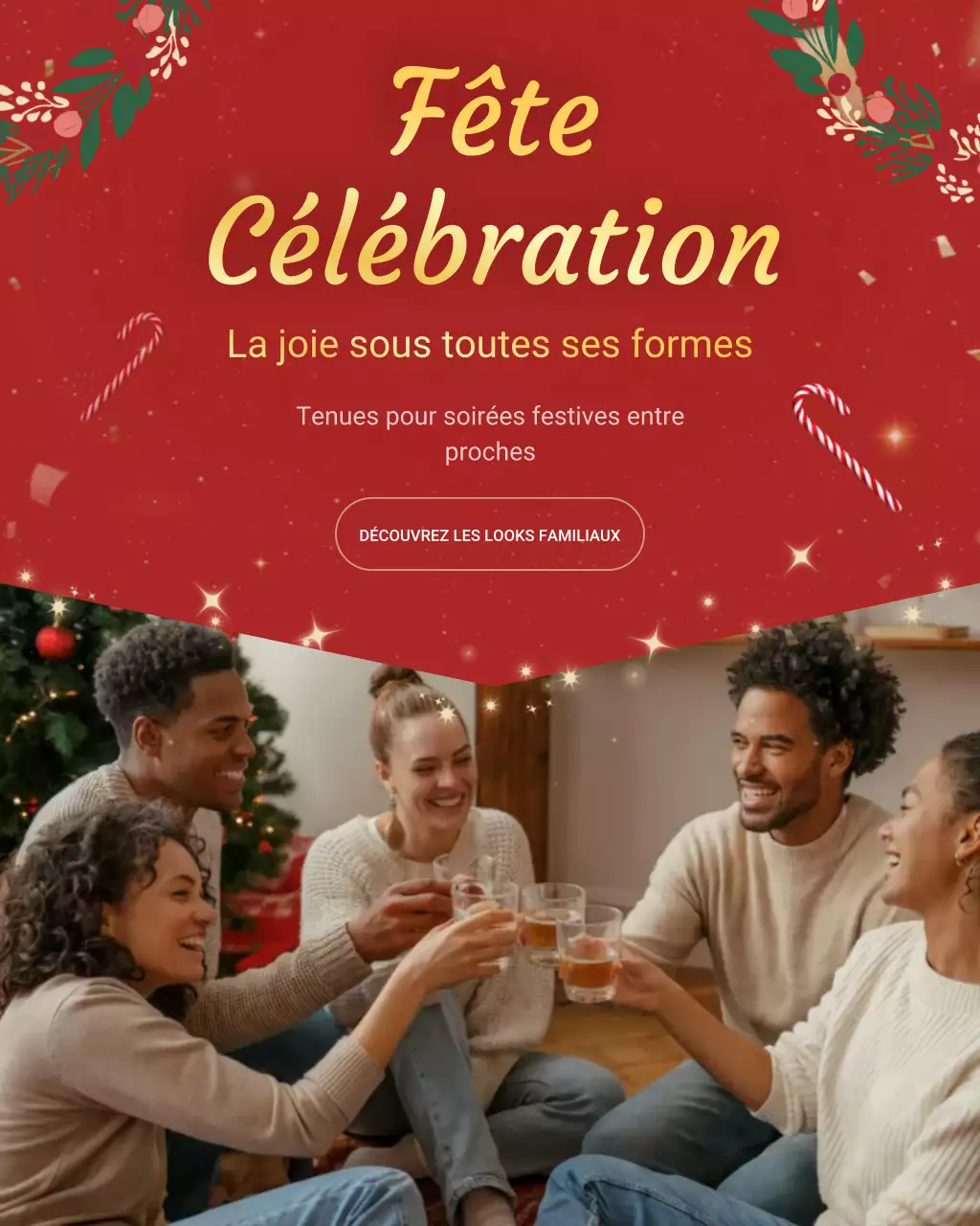 Publication Instagram promotionnelle pour la famille festive rouge