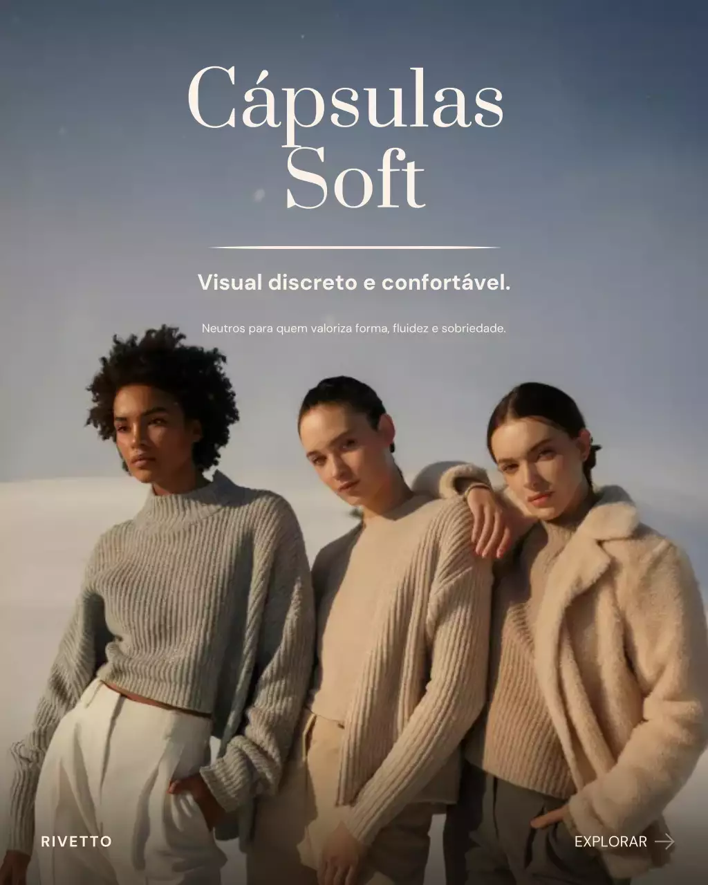 Publicação de moda minimalista bege no Instagram