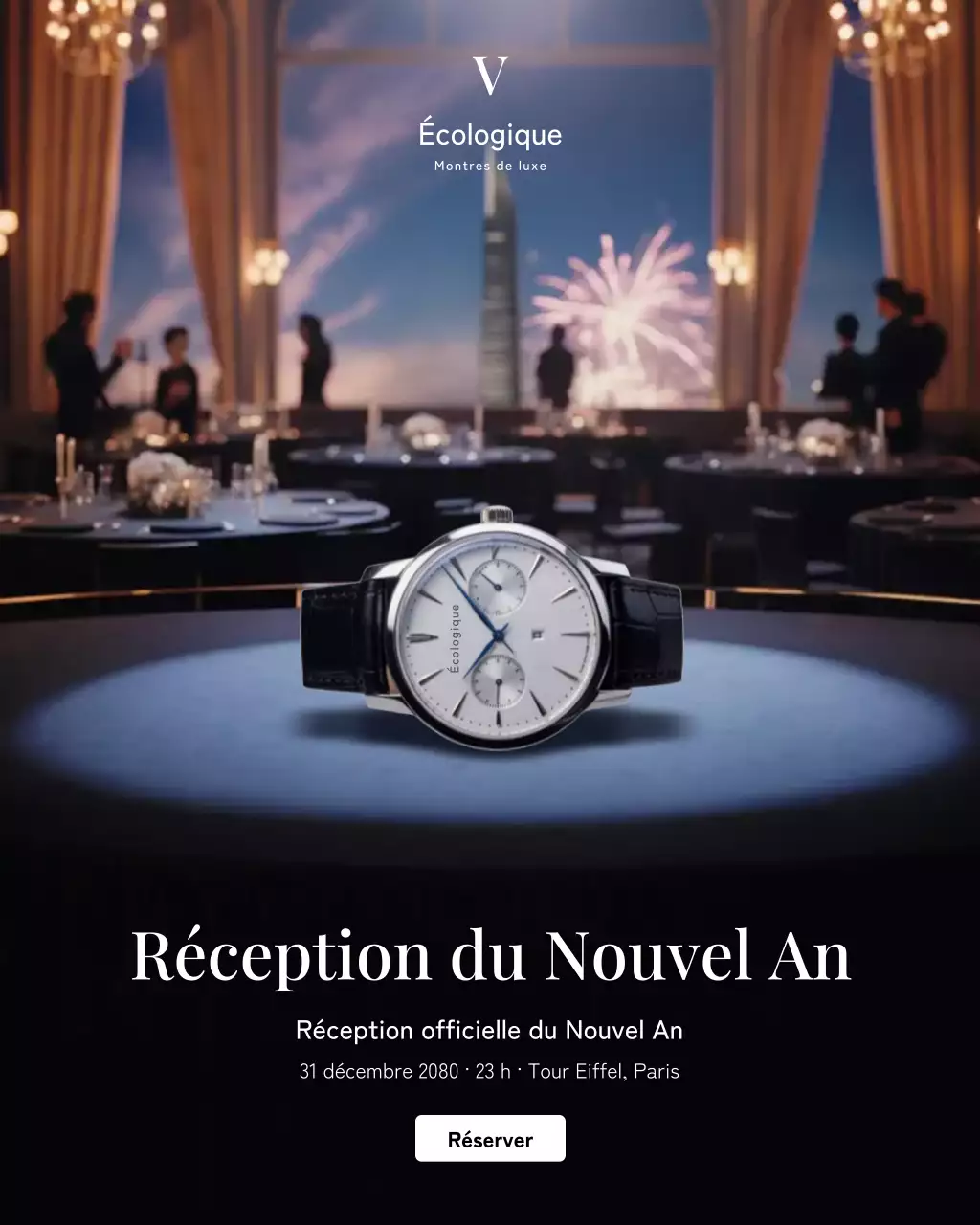 Publication Instagram promotionnelle sur les montres de luxe noires