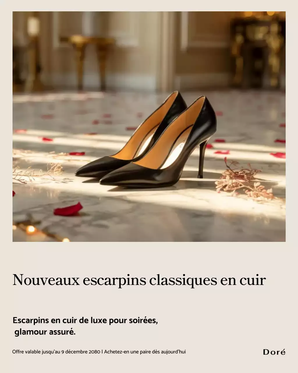 Publicité Instagram pour des chaussures noires élégantes