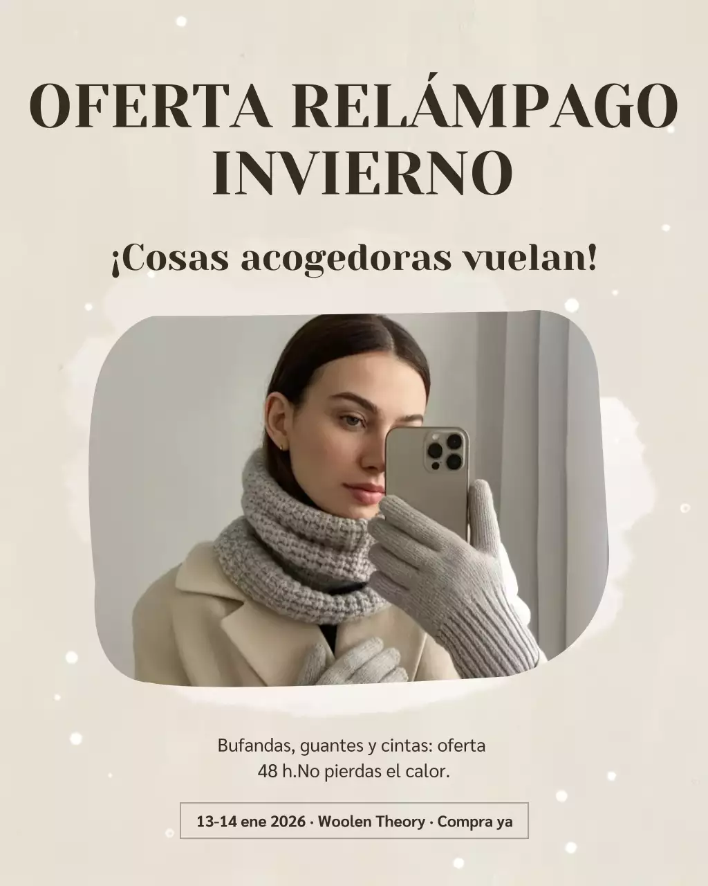 Publicación de Instagram de la promoción de rebajas de invierno modernas en beige
