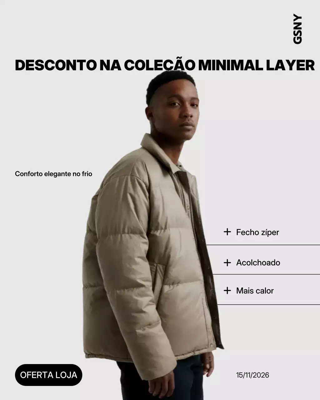 Postagem de promoção de moda minimalista bege no Instagram