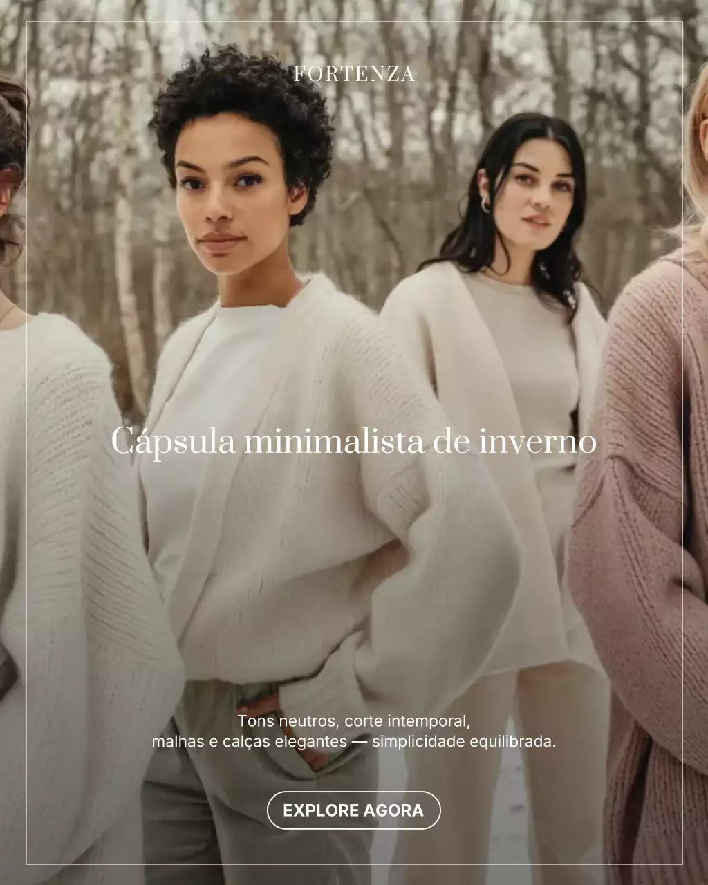 Postagem de promoção de moda minimalista bege no Instagram