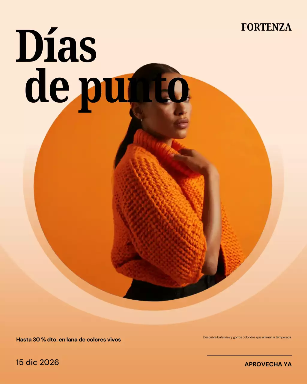 Publicación de Instagram de promoción de moda de tendencia naranja
