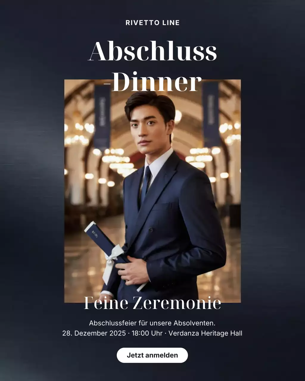 Marineblaue elegante Abschlusseinladung Instagram-Post