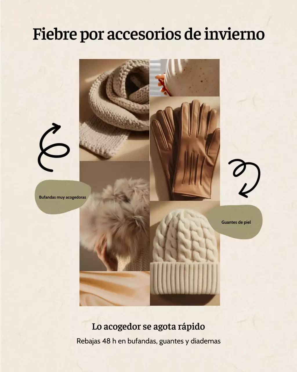 Publicación de Instagram de la promoción de invierno moderna en beige