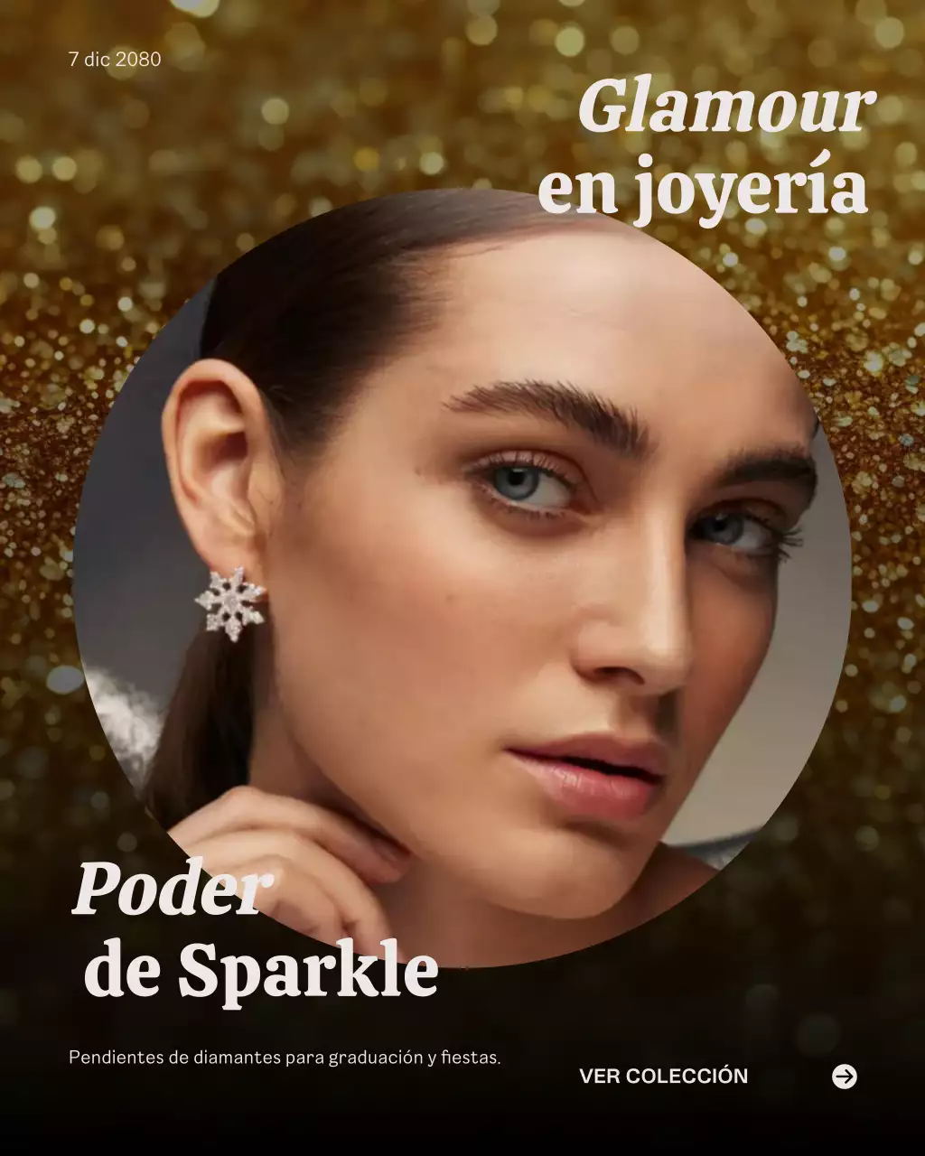 Publicación de Instagram sobre la promoción de joyas elegantes en beige