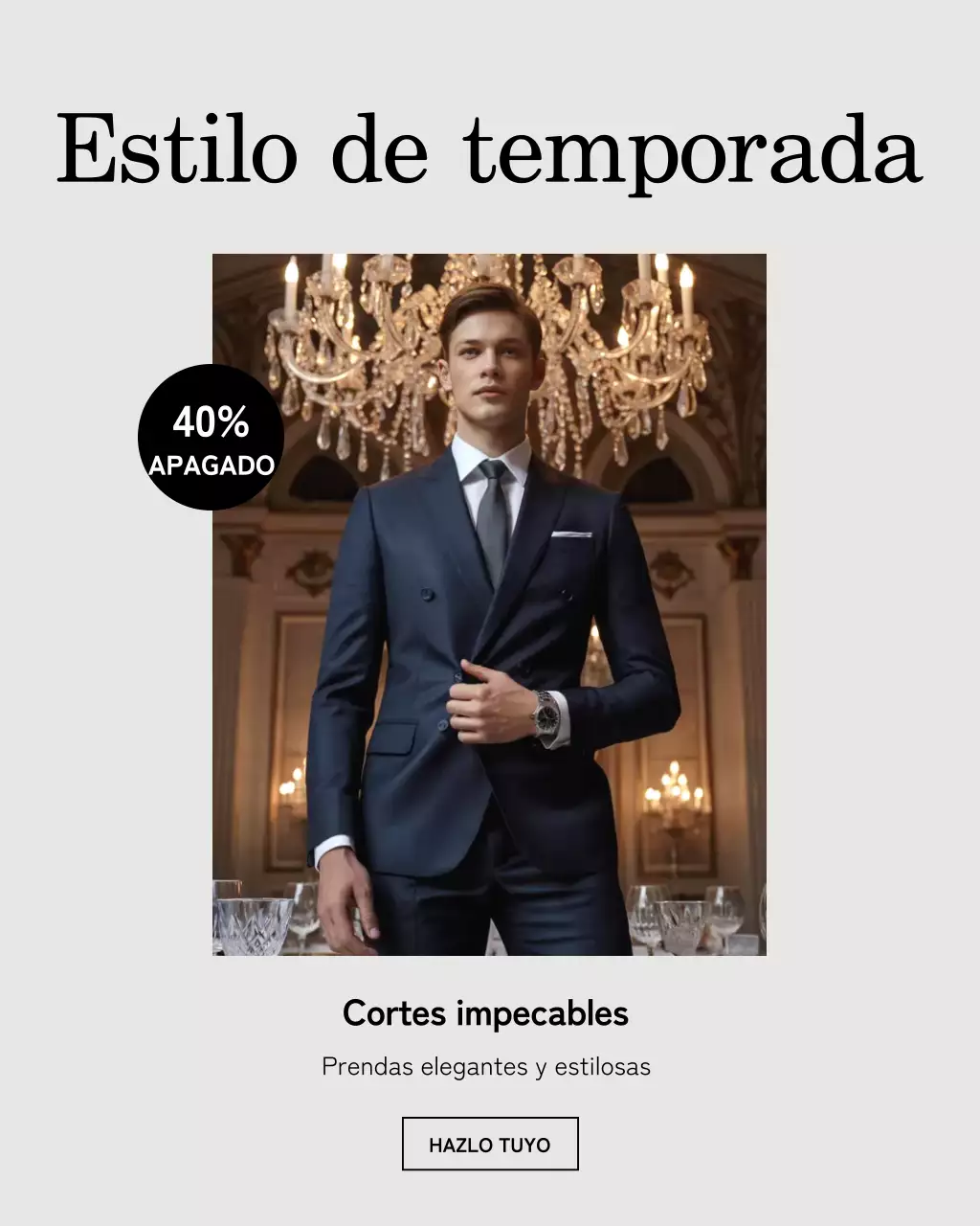 Publicación de Instagram de promoción de moda elegante de la Marina