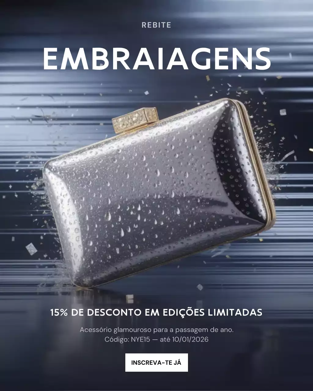 Postagem promocional do Instagram para bolsa elegante prateada