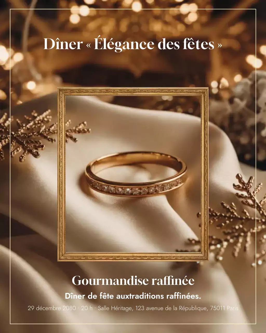 Invitation de vacances élégante et dorée sur Instagram