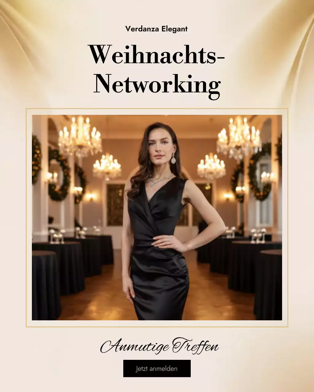 Schwarzer eleganter Networking-Einladungs-Instagram-Post
