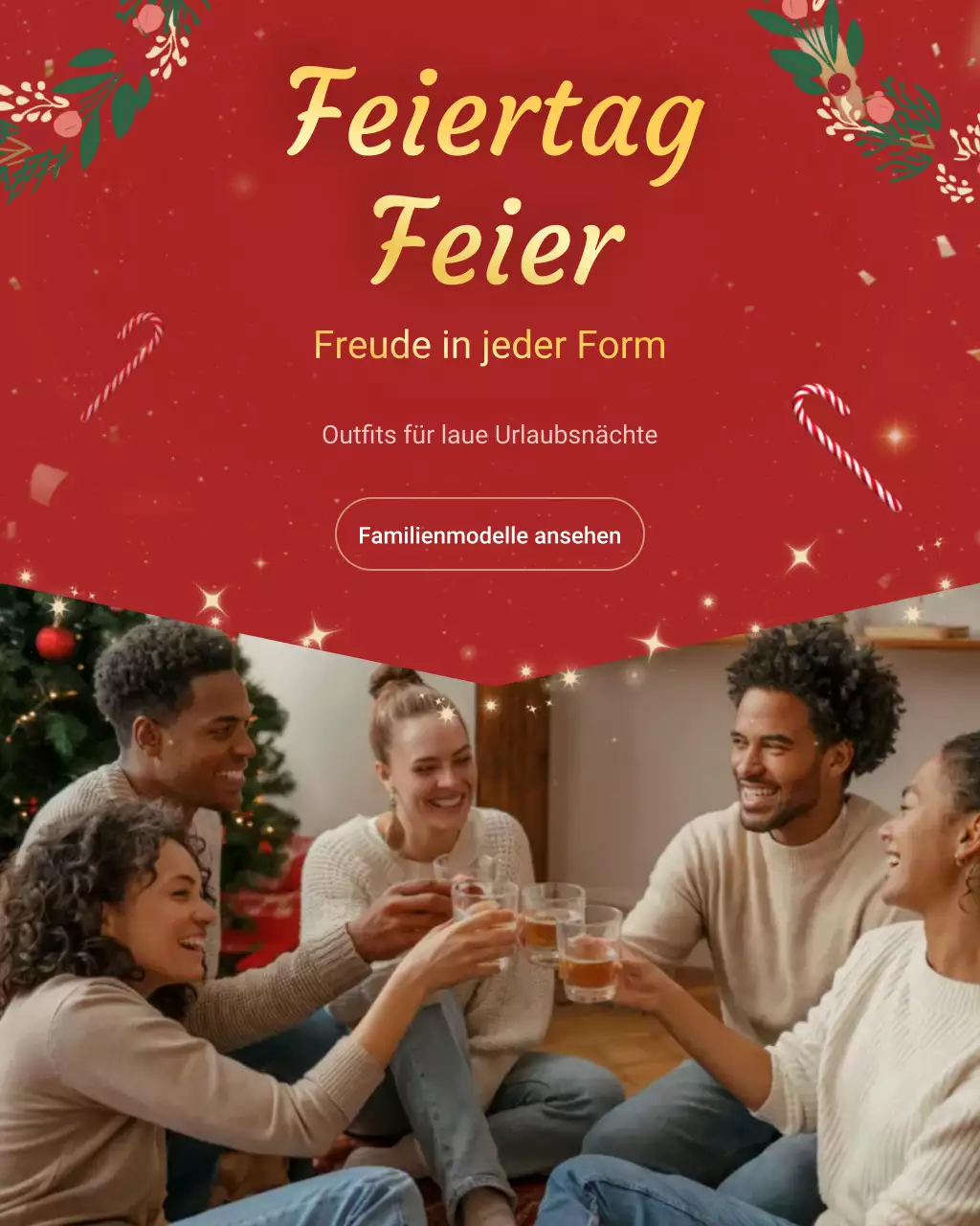 Instagram-Post zur roten festlichen Familienwerbung