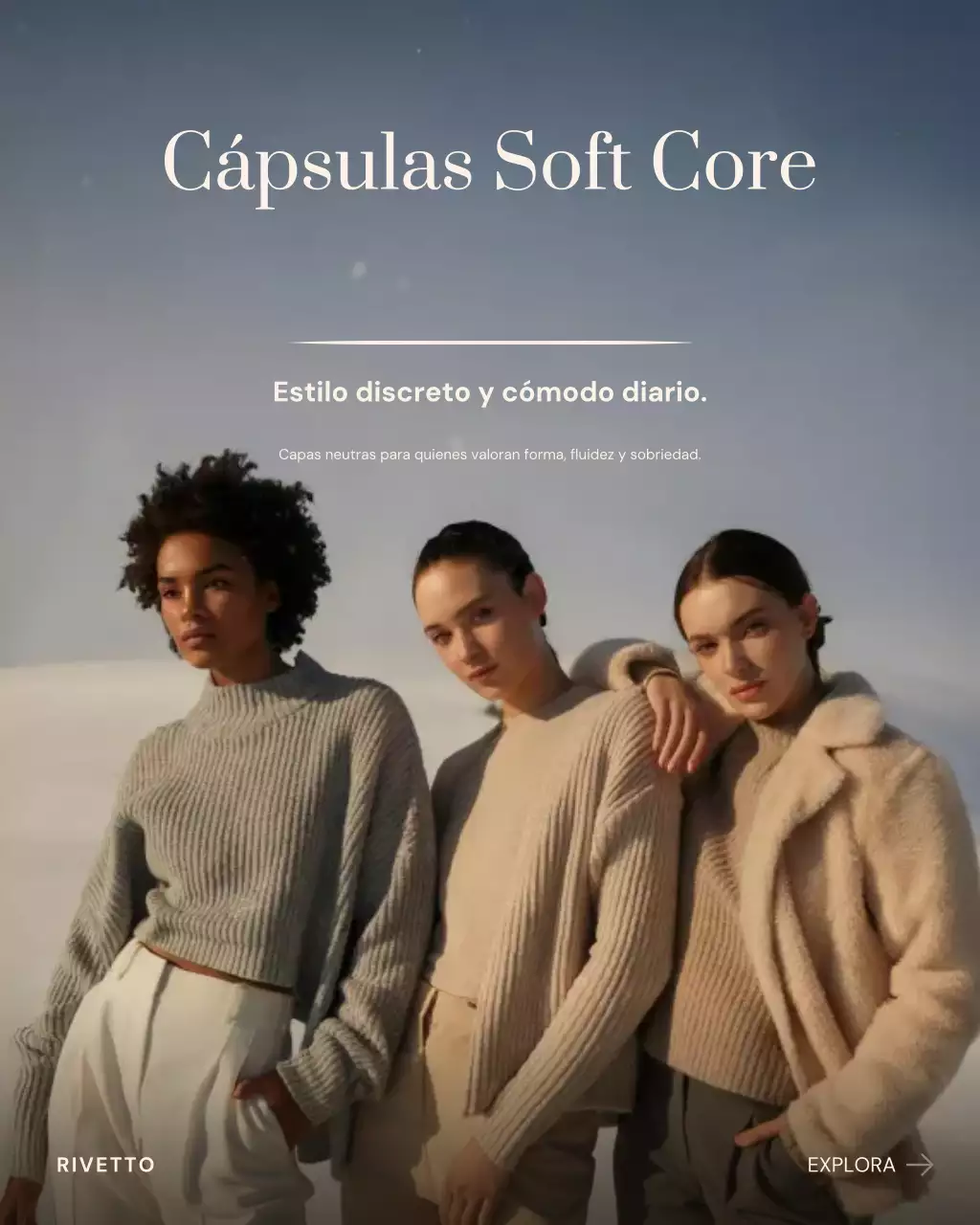 Publicación de Instagram sobre un anuncio de moda minimalista en beige