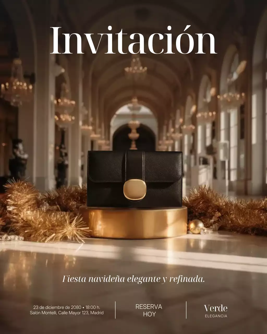 Invitación elegante navideña negra para Instagram