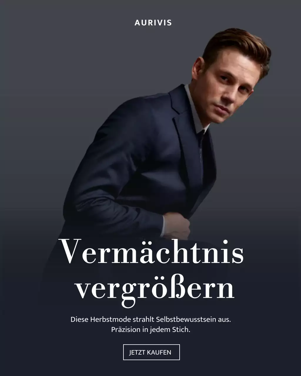 Instagram-Beitrag zu Werbung für elegante Mode in Grau