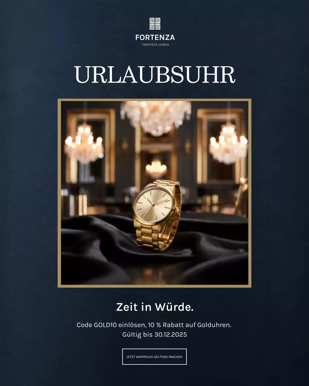 Werbeanzeige für die Goldene Elegante Uhr auf Instagram