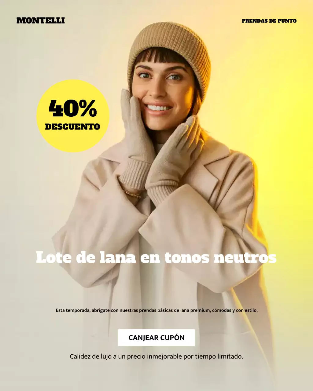 Publicación de Instagram de promoción de moda moderna en beige