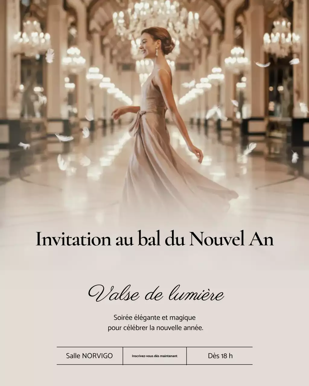Invitation à un bal élégant beige sur Instagram