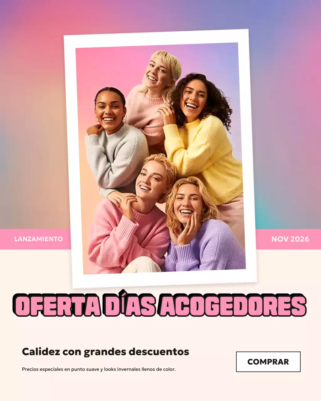 Publicación de Instagram de promoción de moda de tendencia rosa