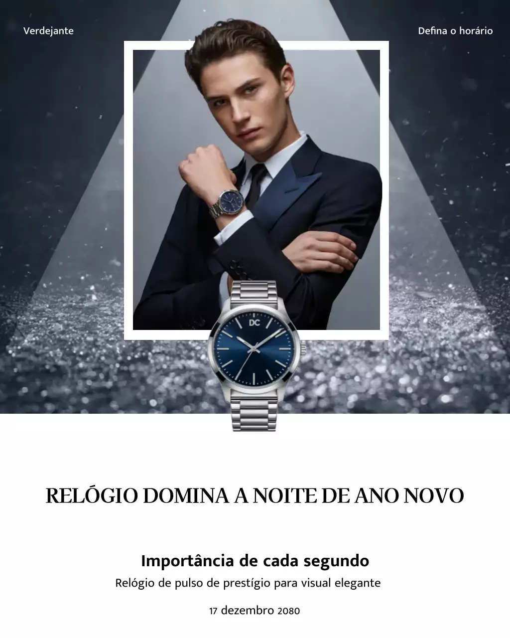 Publicação no Instagram de anúncio de relógio elegante da Marinha