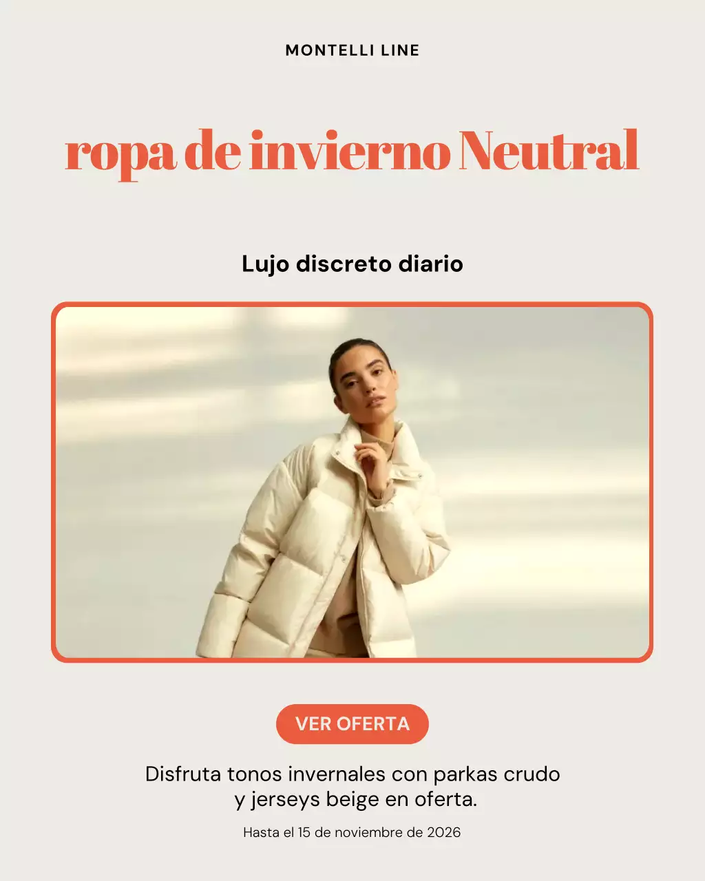 Publicación de Instagram de promoción de moda moderna en beige