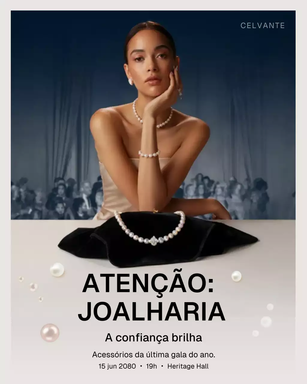 Postagem no Instagram de anúncio de joias elegantes da Marinha