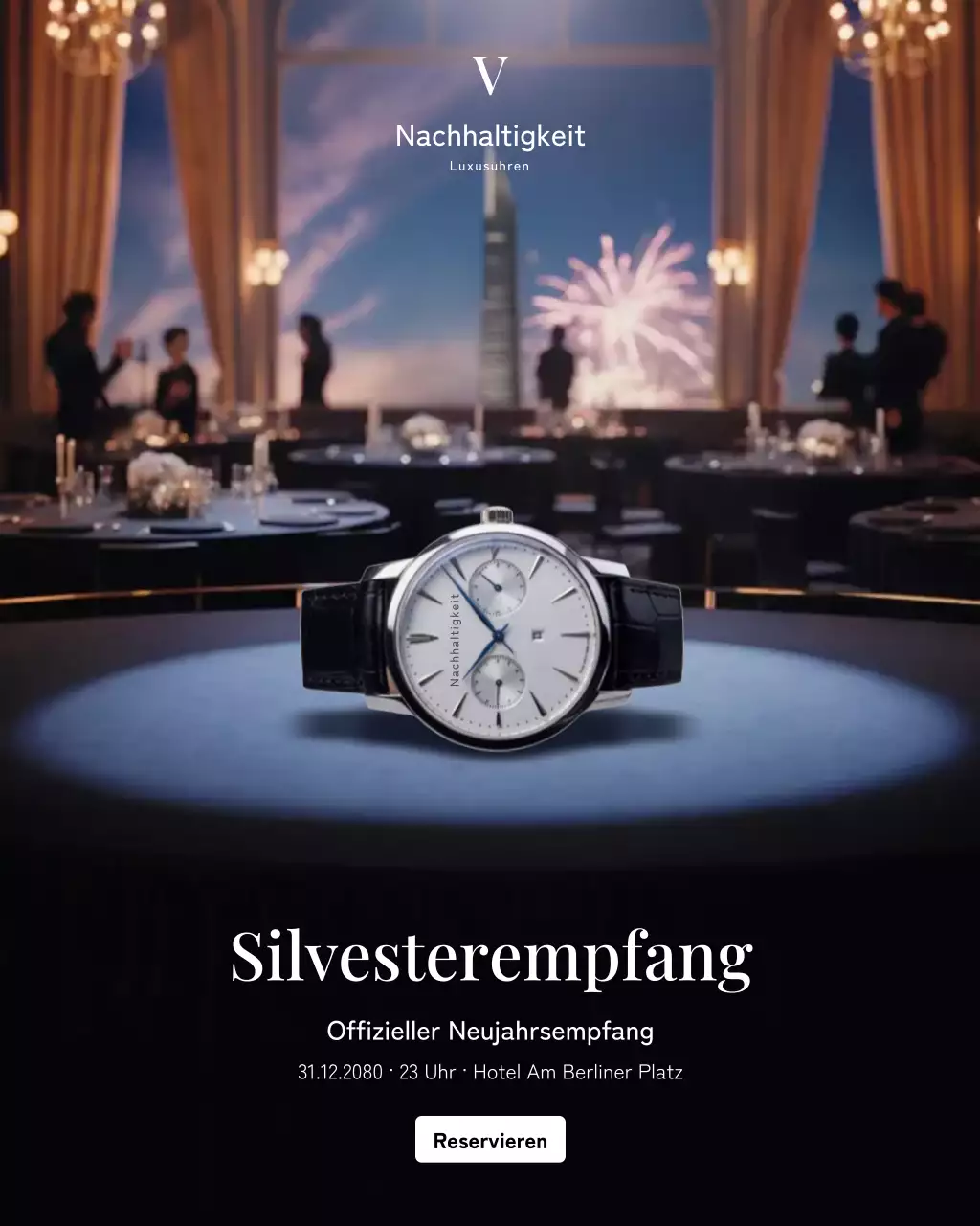 Instagram-Post zur Werbung für eine schwarze Luxusuhr