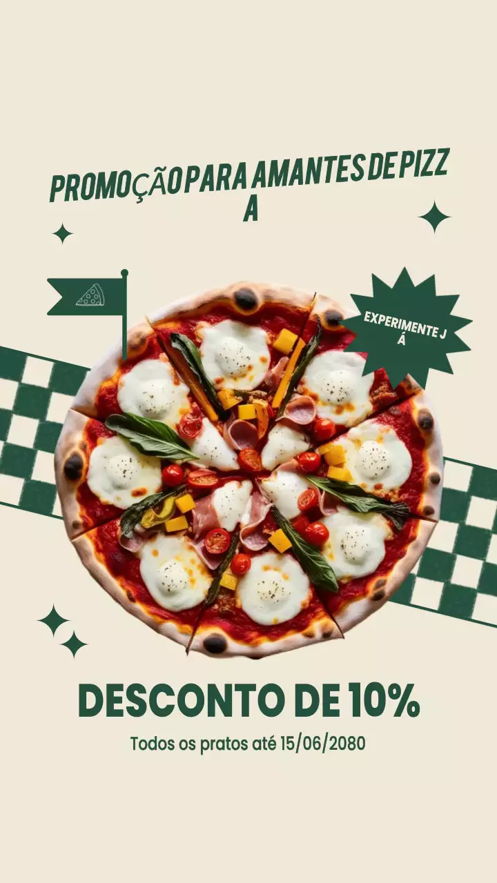 História do Instagram de promoção de pizza retrô bege